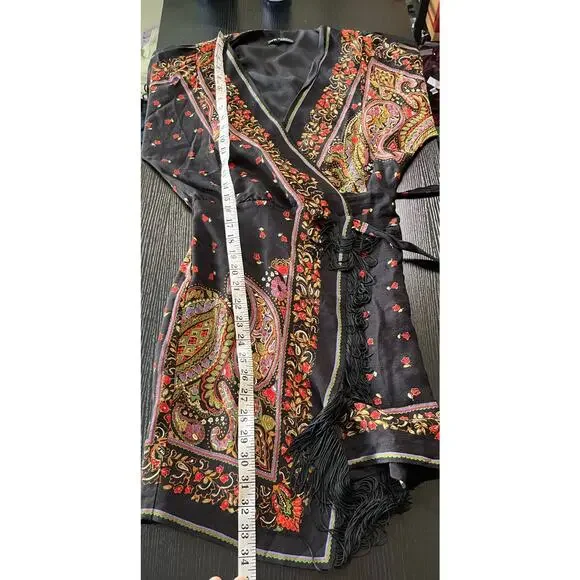 Gorgeous Zara Boho Paisley Wrap Dress with Fringe Details - Picture 8 of 8